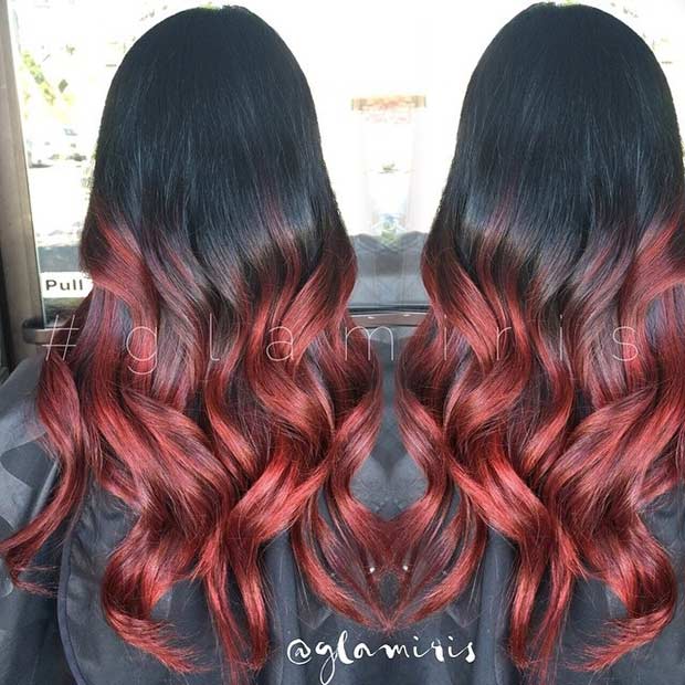 Black and Red Ombre Hair