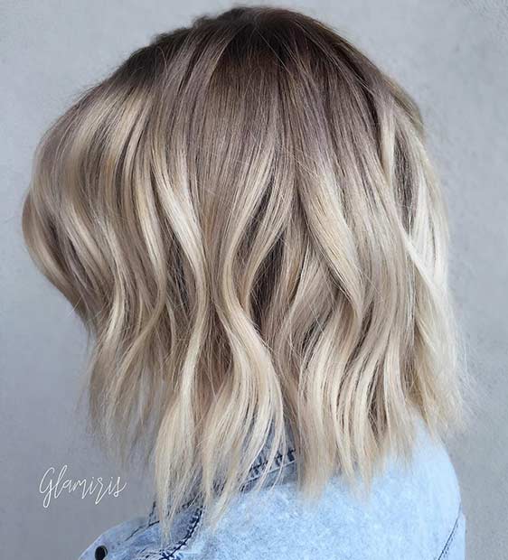 Wavy Blonde Long Bob Hairstyle