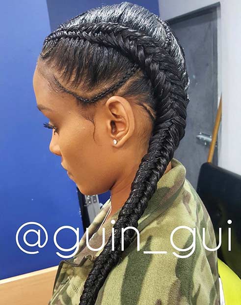 Two Fishtail Cornrows Style