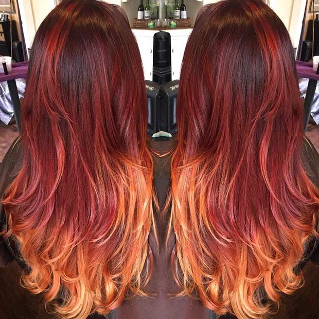 Red And Blonde Ombre