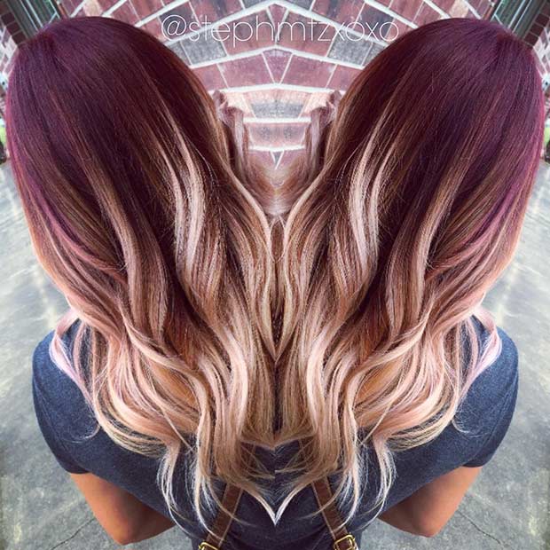 red and blonde ombre hair