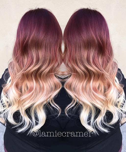 Dark Red and Blonde Ombre Hair