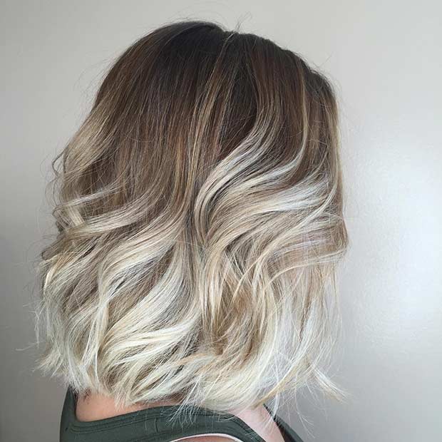 Wavy Blonde Ombre Long Bob Hairstyle