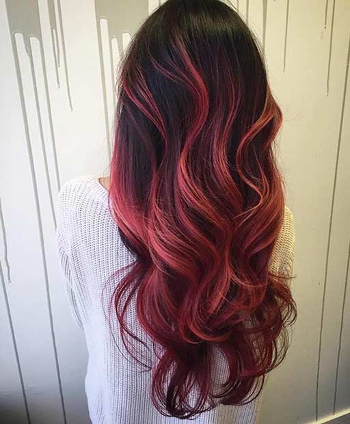 Red Balayage Ombre Hair