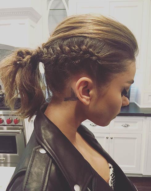 Side Braid into a Ponytail Hairstyle for Mid Length Hair