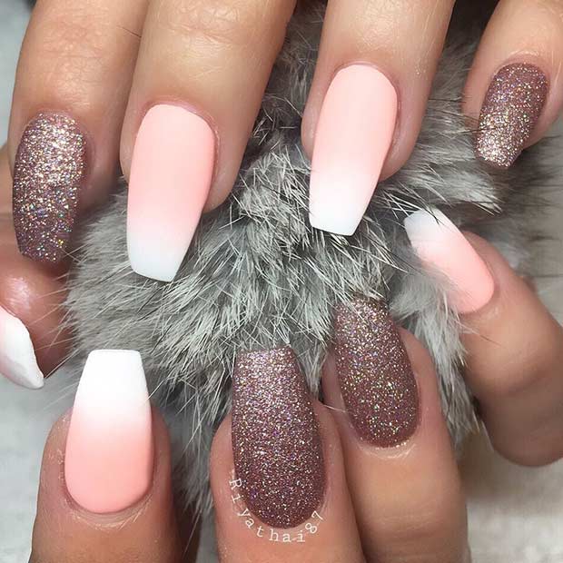 Matte Ombre Coffin Nail Design