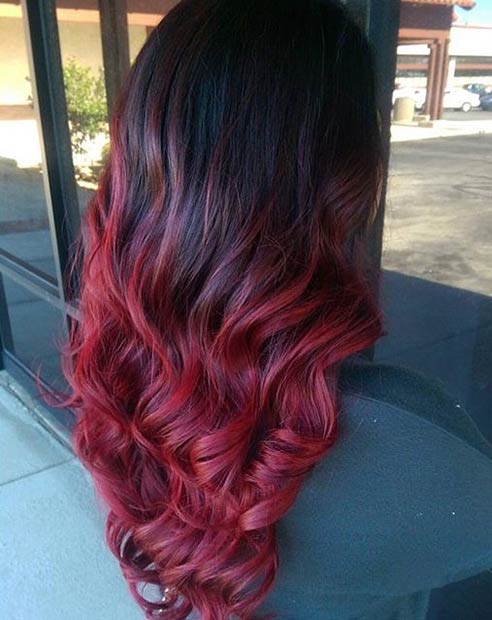 Dark to Red Ombre Hair
