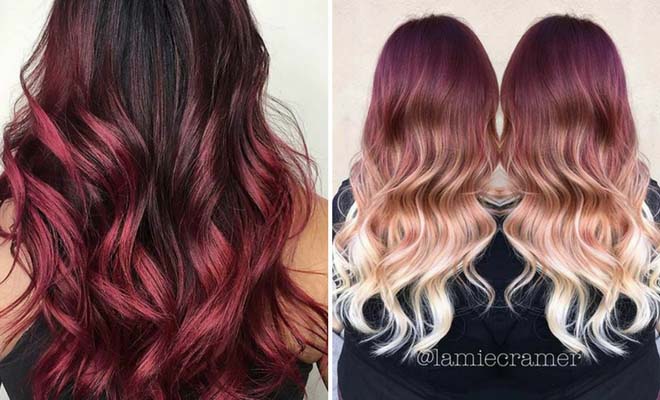 red and brown ombre hair