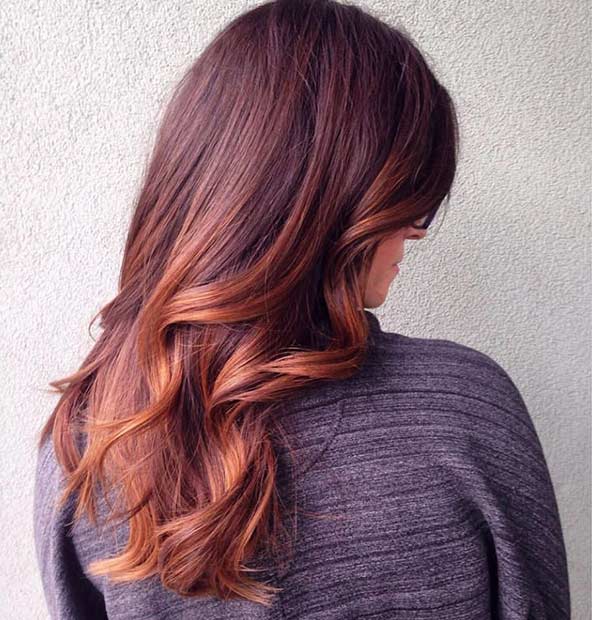 Bright Balayage Copper Lowlights.