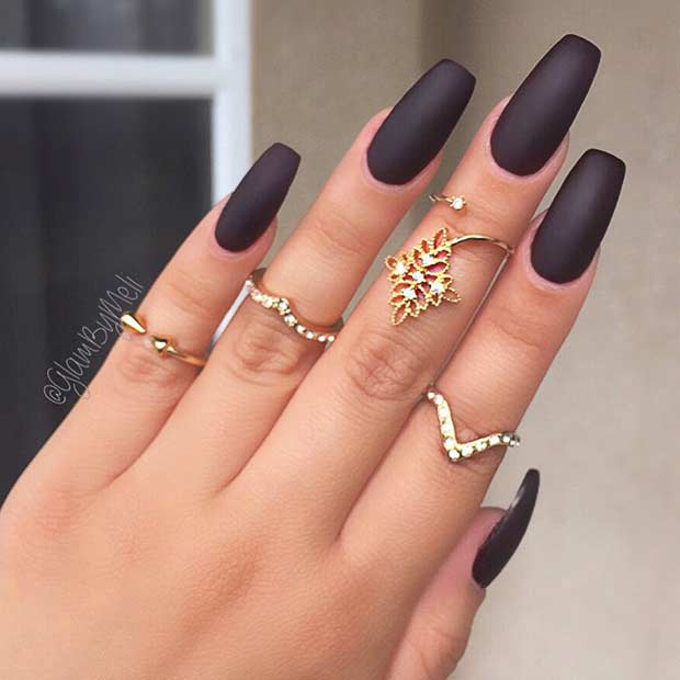 Black Matte Coffin Nails