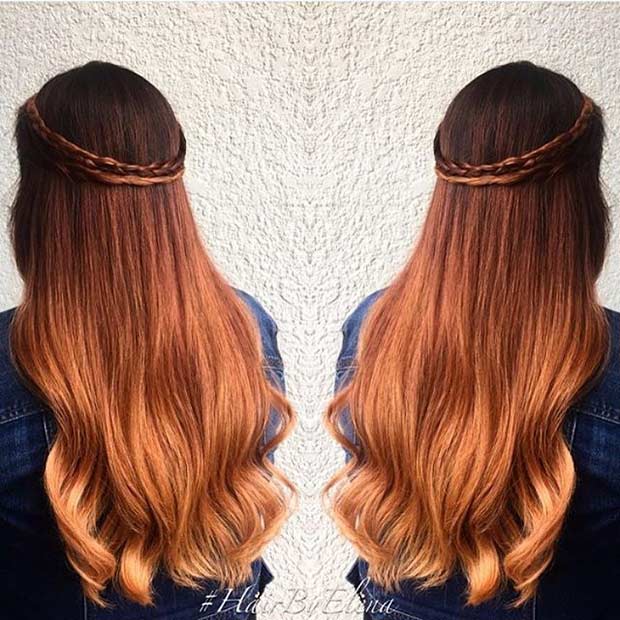 Golden Copper Balayage Hair Color Idea