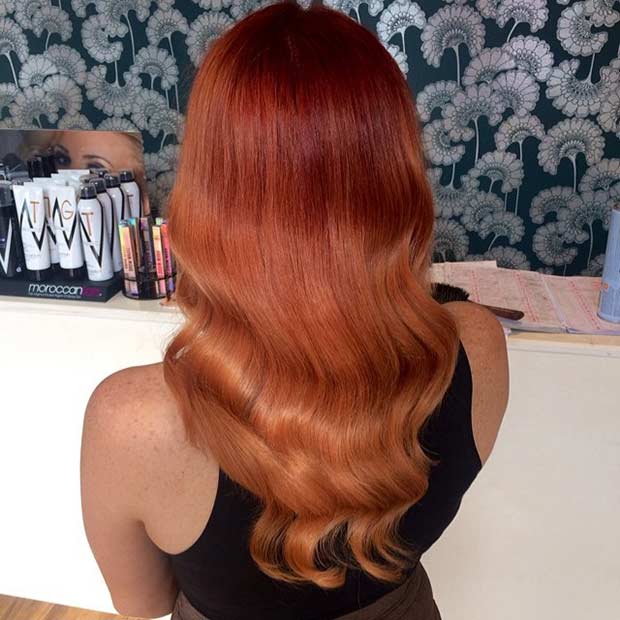 Red Copper Balayage Hair Color Idea