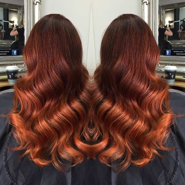 Dark Copper Balayage Hair Color Idea