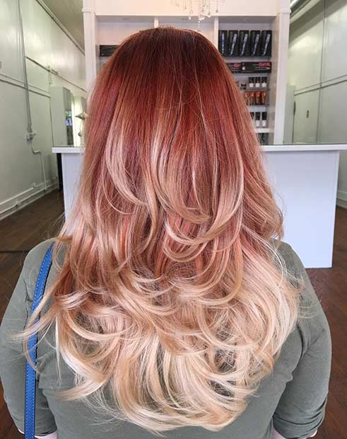 Red Copper to Blonde Ombre Hair