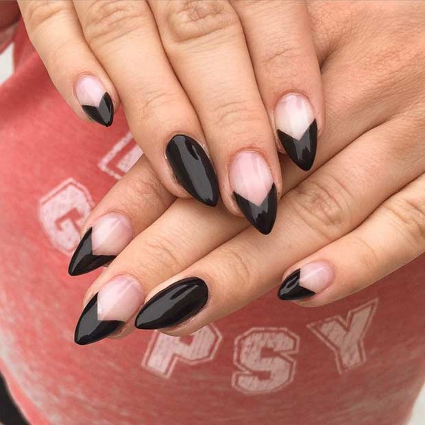 Black and Negative Space Stiletto Nails