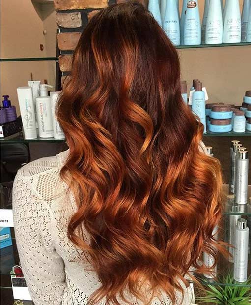 Caramel and Copper Balayage Highlights for Brunettes