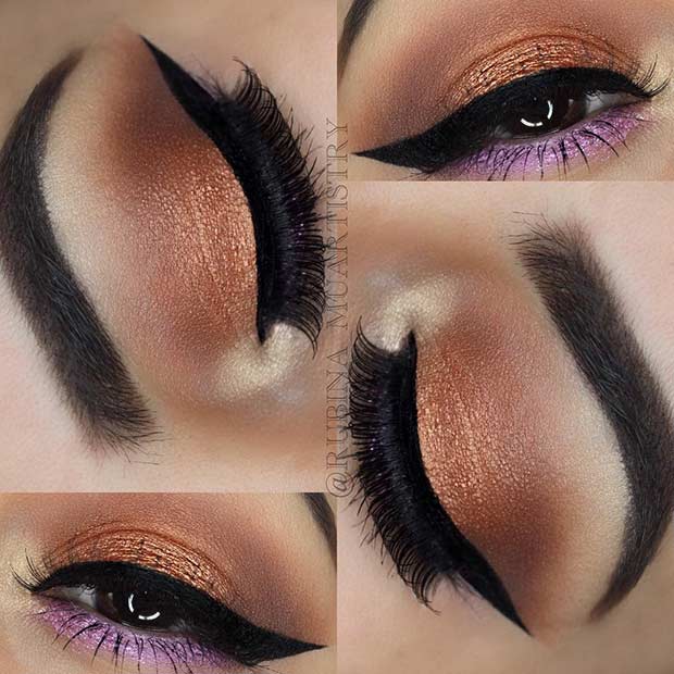 Purple Bronze Eye Makeup Look for Summer