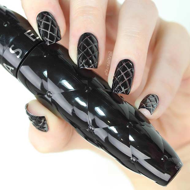Black Quilted Nails