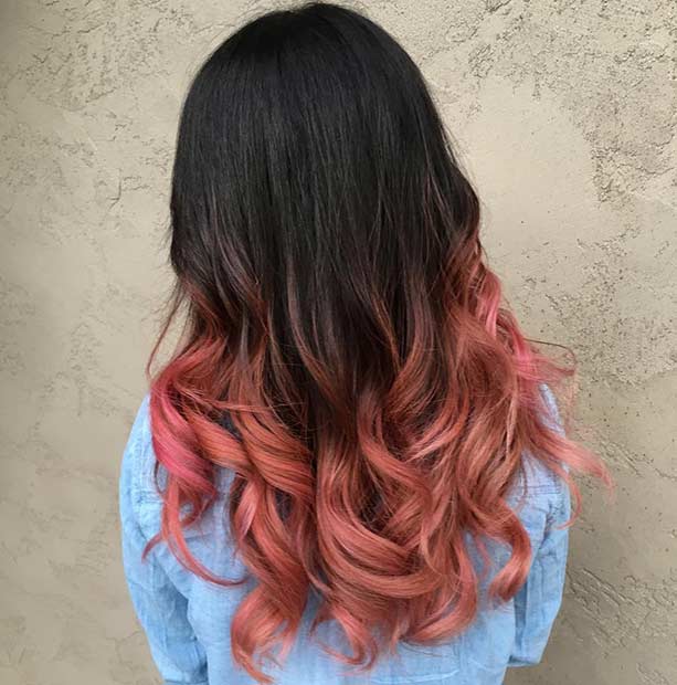 Dark Rose Gold Ombre Hair