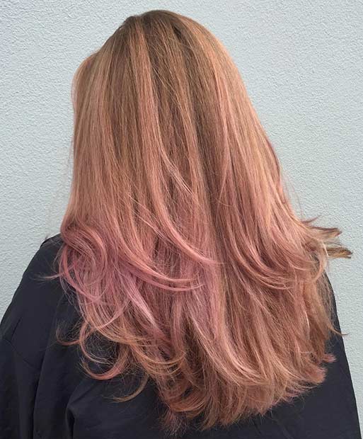 Dusty Rose Gold Balayage Hair