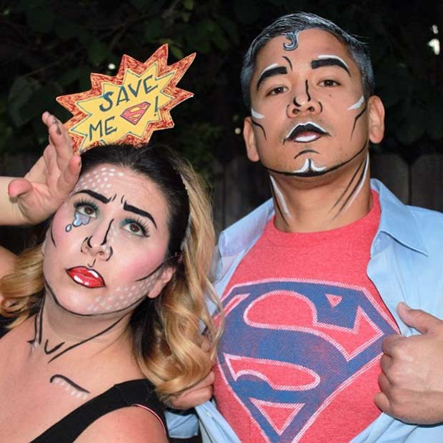 Pop Art Couple Costume and Makeup for Halloween