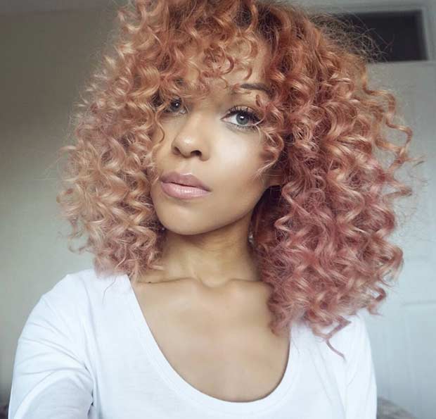 Curly Rose Gold Hair for Black Women