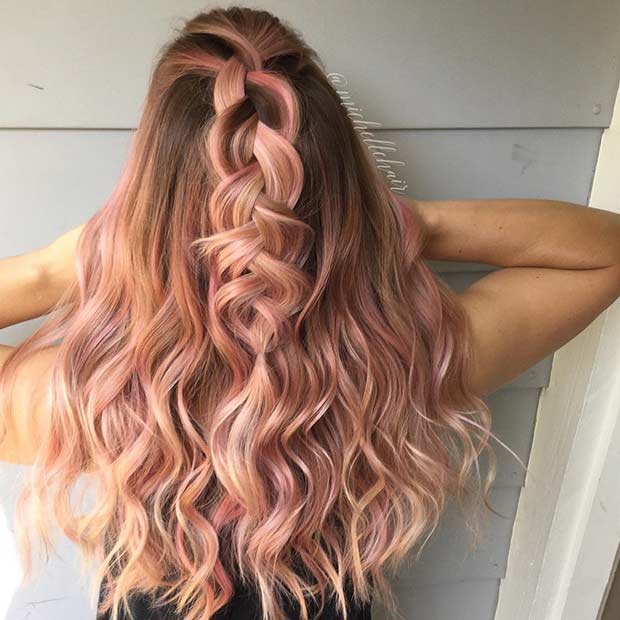 Beautiful Rose Gold Balayage Highlights