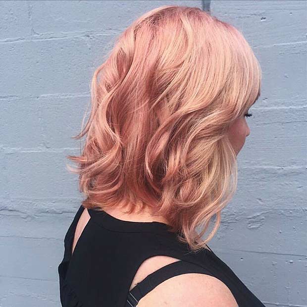 Rose Gold Lob Hairstyle