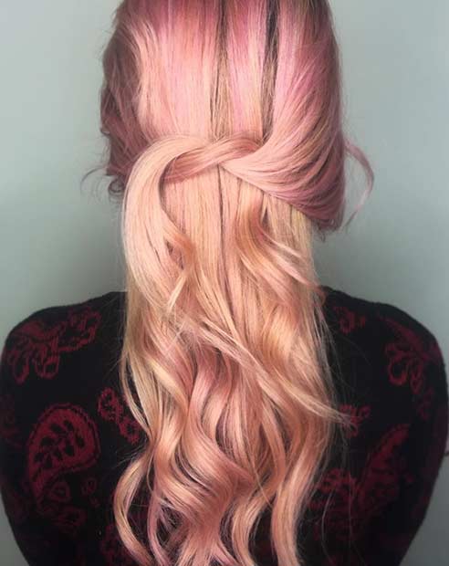 Light Rose Gold Hair Color Idea