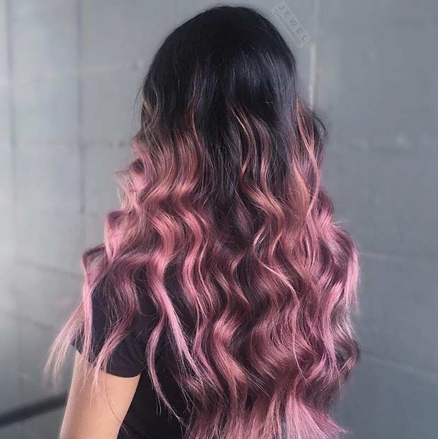 Rose Gold Ombre on Dark Hair