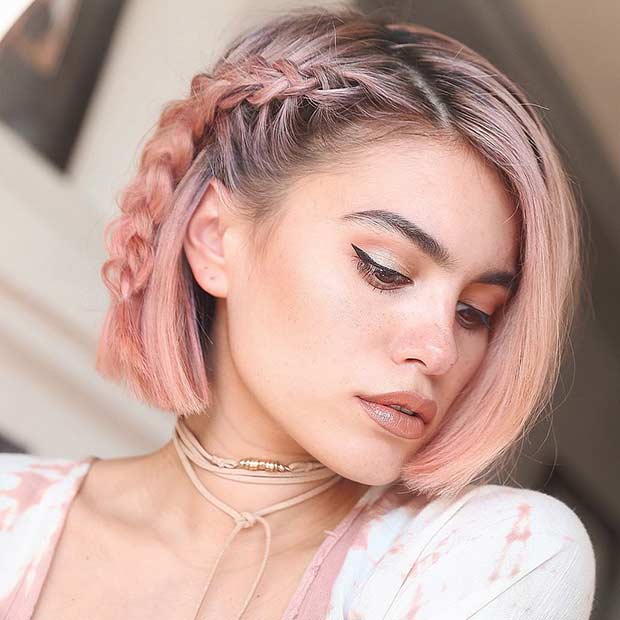 Rose Gold Short Bob Hairstyle