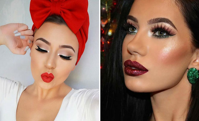 christmas makeup red lips