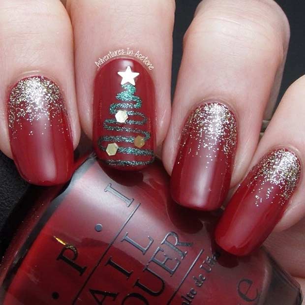 christmas glitter nails