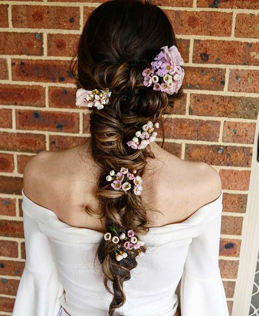 Bohemian Braided Wedding Hairstyle with Flowers