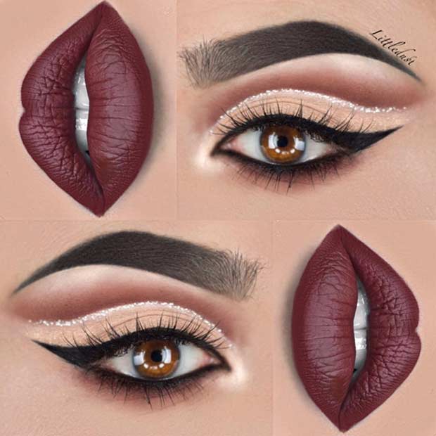 Idea de maquillaje de pliegue cortado para Navidad