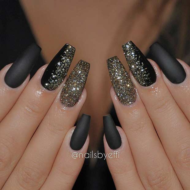 black new years nails