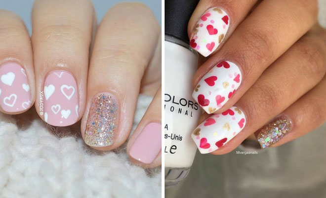 pretty valentine nail design