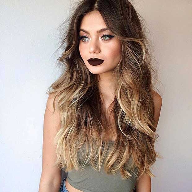 Blonde Color Melting on Dark Hair