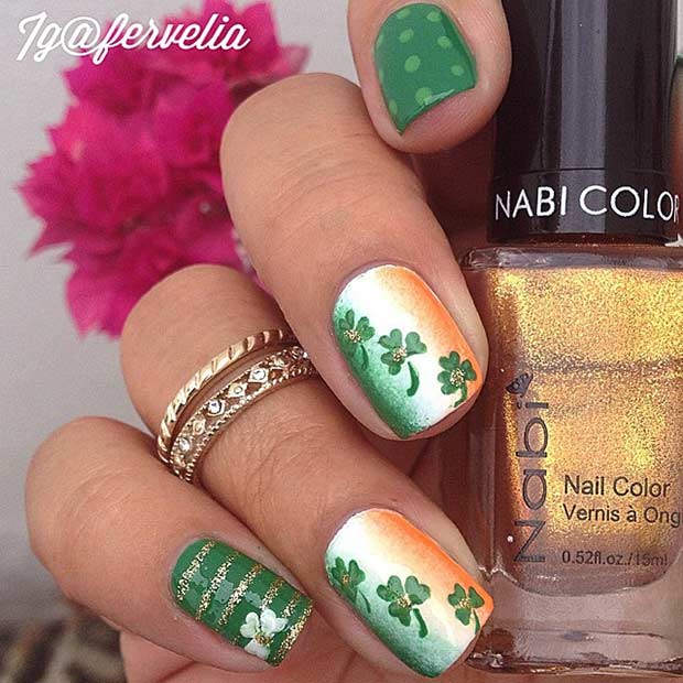 st pattys day finger nail designs