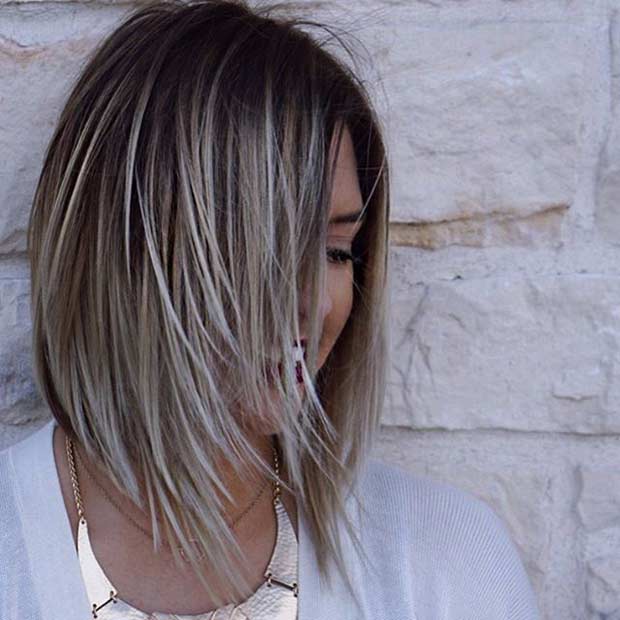 Lob Haircut Idea for Thin Hair with Ice Blonde Highlights