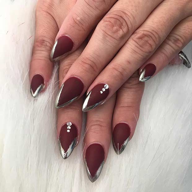 Metallic French Tip Nail Art Design