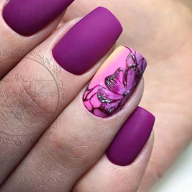 Matte Purple Prom Nails