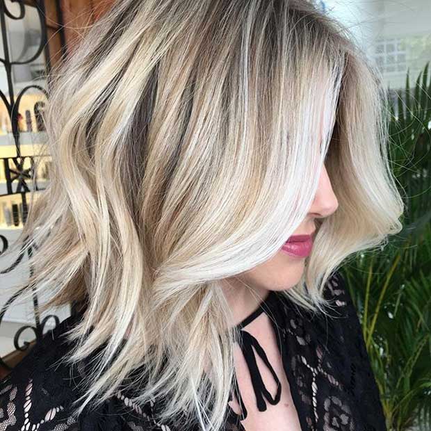 Elegant Blonde Lob Haircut for Thick Hair