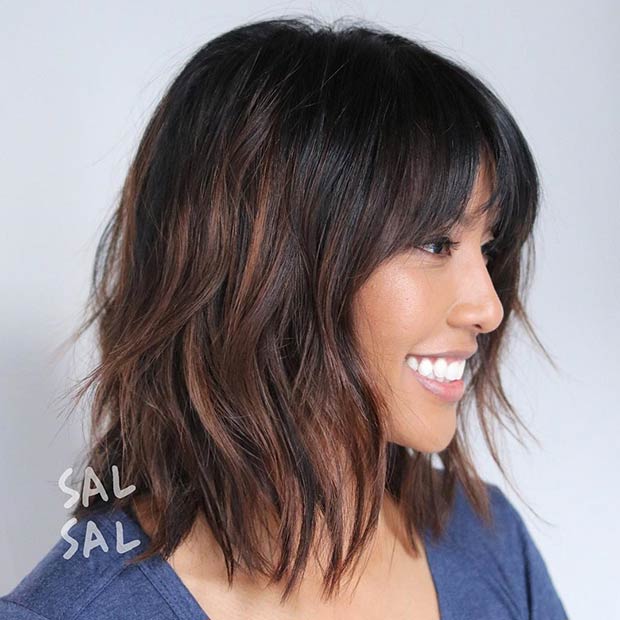 Long Bob Haircut with Bangs