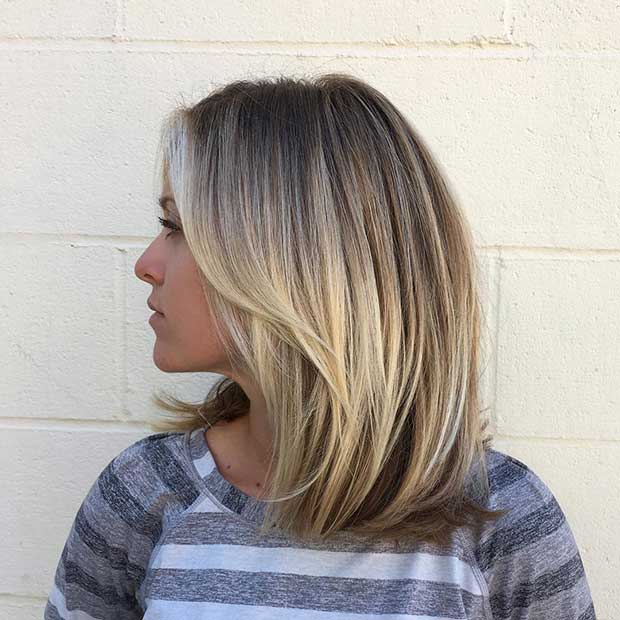 Straight Blonde Long Bob Hairstyle