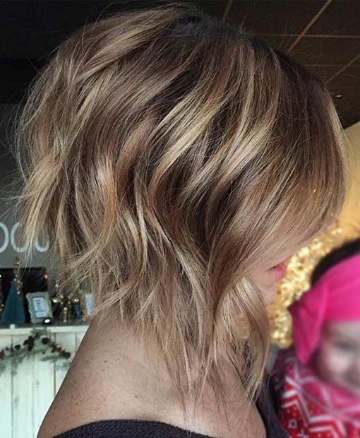 Choppy Inverted Beige Blonde Bob Haircut