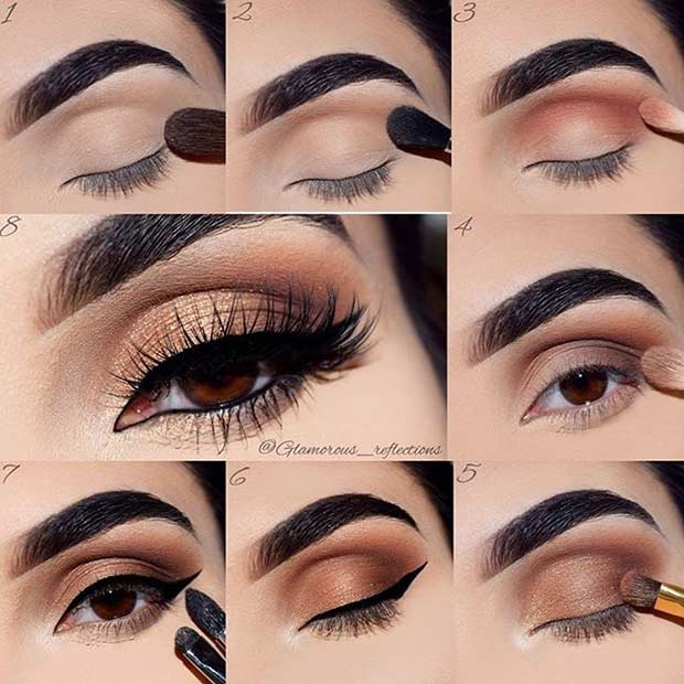 Brown and Gold Smokey Eye Tutorial for Brown Eyes