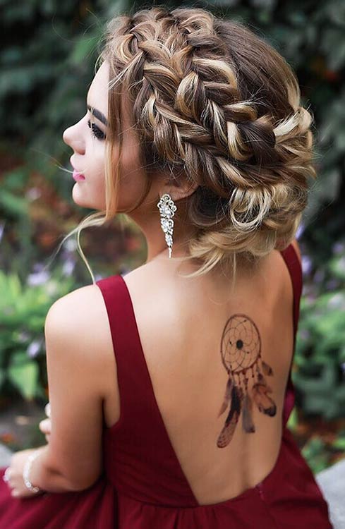 Messy French Braided Boho Updo for Prom