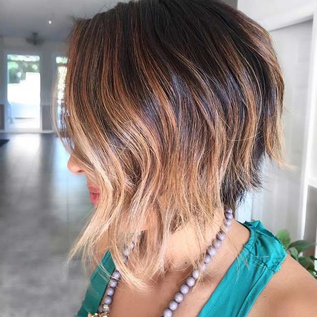 Inverted and Asymmetrical Bob Haircut with Highlights