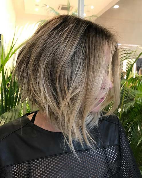 Sandy Blonde Inverted Bob Haircut